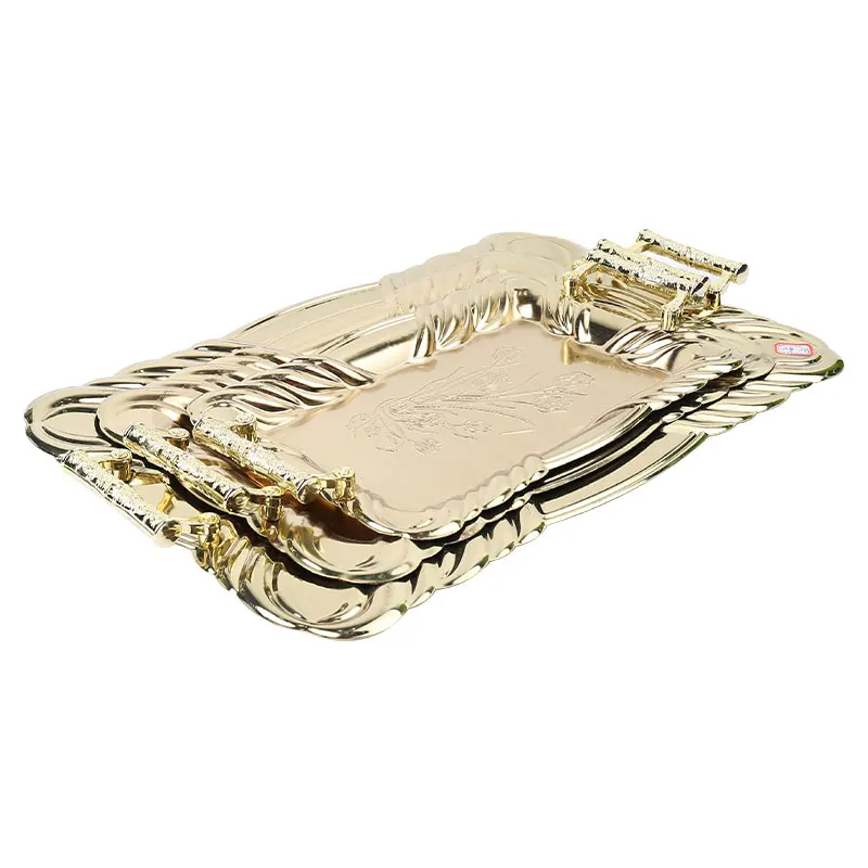 ALISSA 3 шт. металлические столовые тарелки из нержавеющей стали, тарелка для хранения, поднос для чая, лотки для фруктов, органайзер для косметики и ювелирных украшений, золото