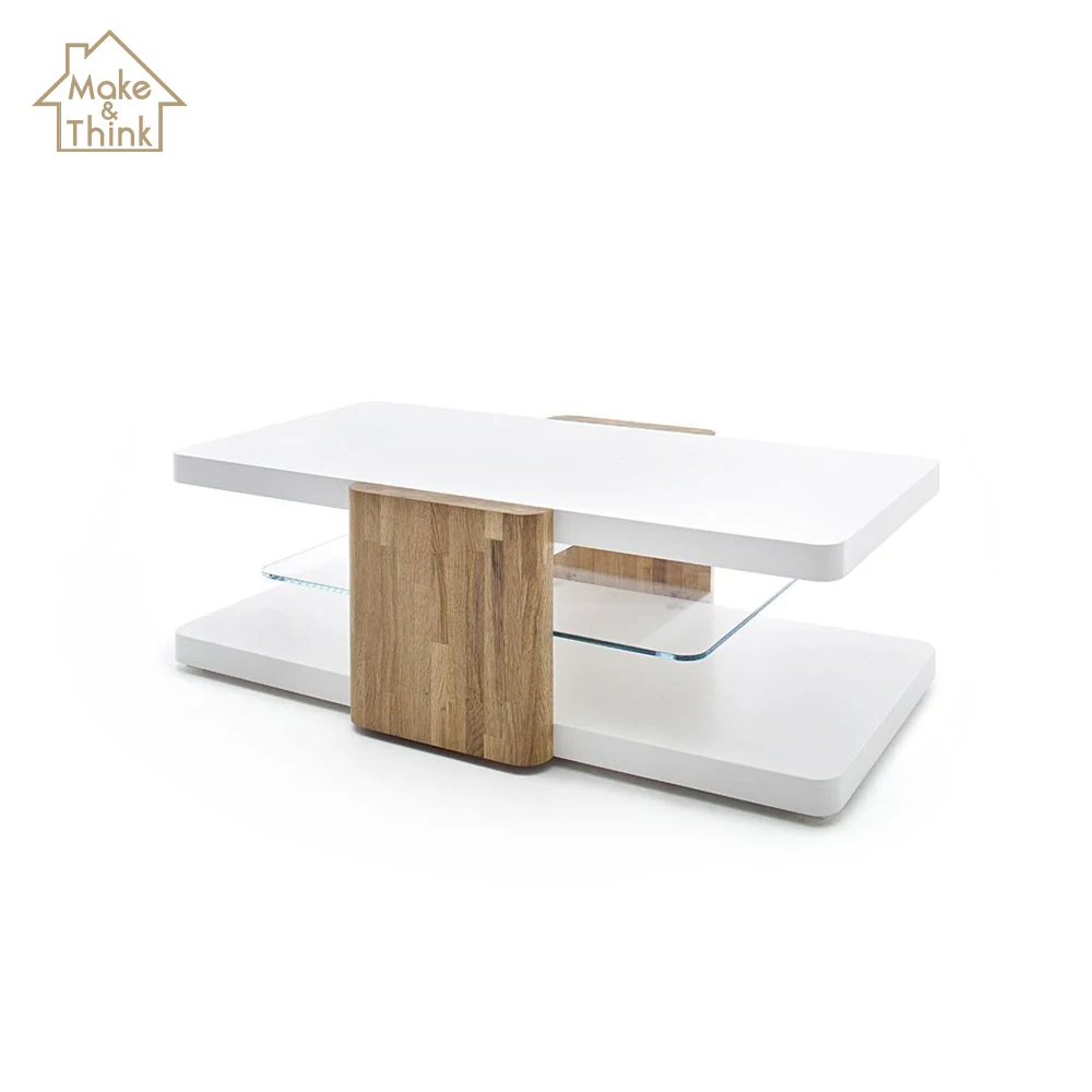 
Nordic moderne living room wood furniture storage coffee table basse en verre design 