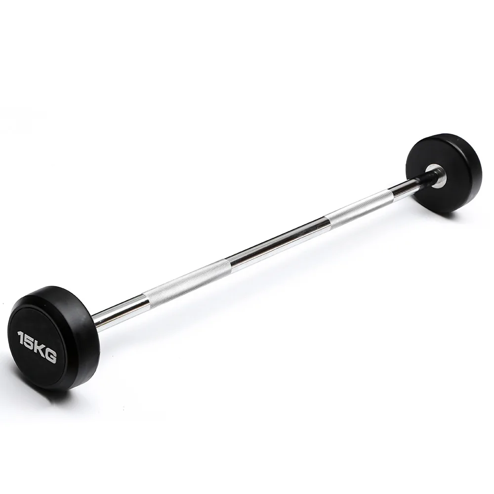 China Wholesale Fitness Equipment Different Weight Fixed Straight EZ Curl Rubber Barbell