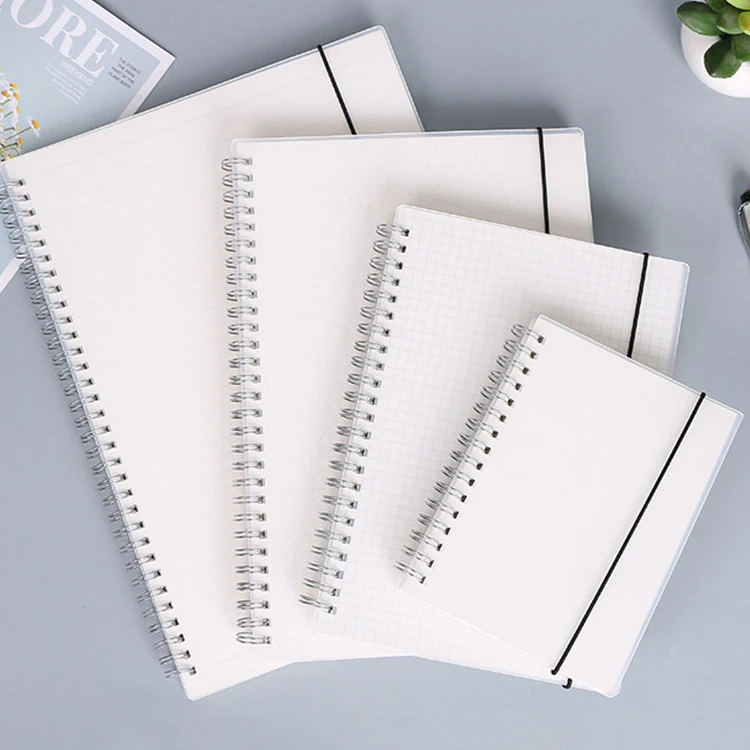 PP transparent cover bandage frosted business notebook a5 a6 wholesale spiral coil Book Diary manual ledger seal logo students