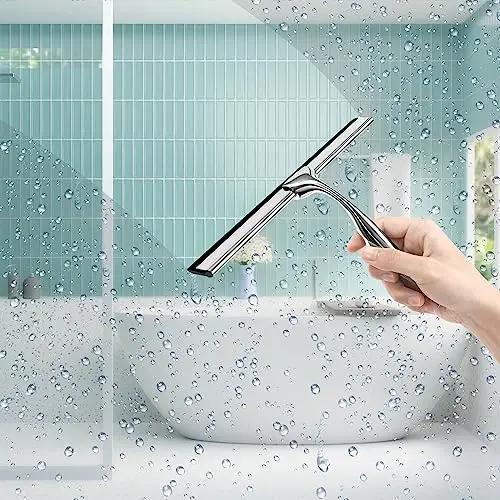 Bath Wiper with Bracket Window Wiper Stainless Steel for Bathroom Kitchen Mirror Tile Window Car Glass Cleaning Luxury