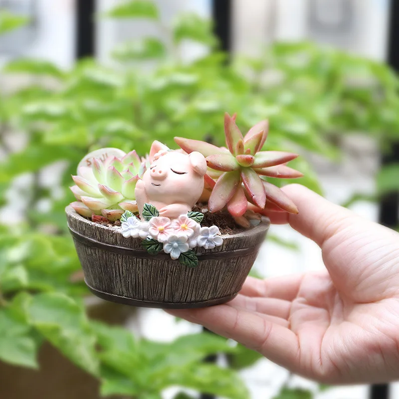 Wholesale Rural Succulent Resin Flowerpot Creative Desktop Gardening Potted Succulent Small Flowerpot Garden Balcony