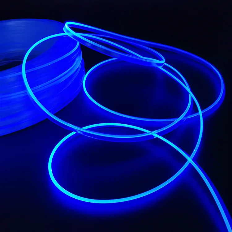 Car Decoration DC 12V PVC Transparent Skin 3Mm P Type High Brightness Plastic Side Glow Fiber Optic