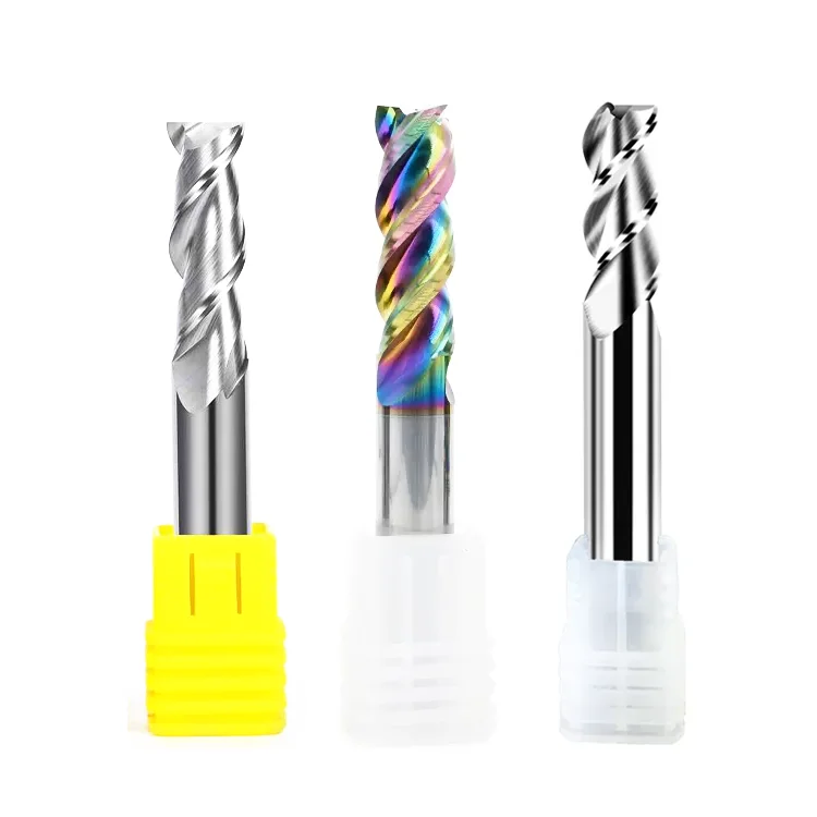 2 flute 3 flute uncoated endmill 1/4 3/8 1/2 carbide end mill for cutting aluminum square dlc coated cnc aluminum milling cutter