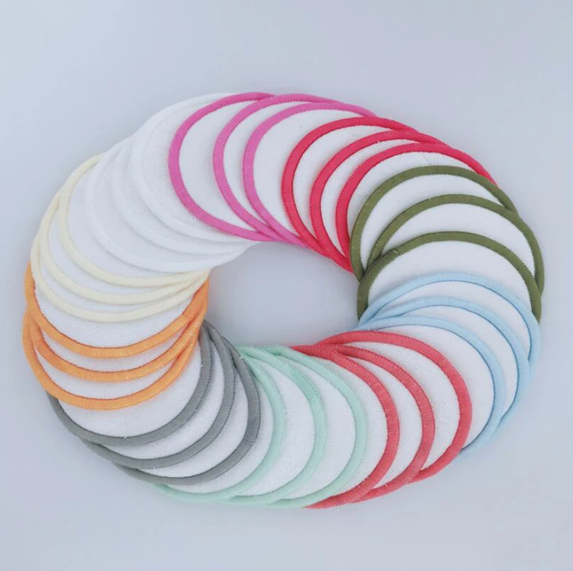 Custom Logo Eco-friendly Round Bamboo Cotton Cleansing Pads Reusable Makeup Remover Pads With a Washable Laundry Bag