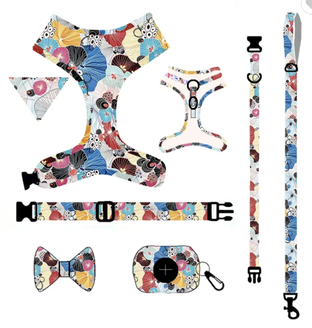 Adjustable Harness With Match accessories Dog Collar Leash Set Dog Adjustable Harness