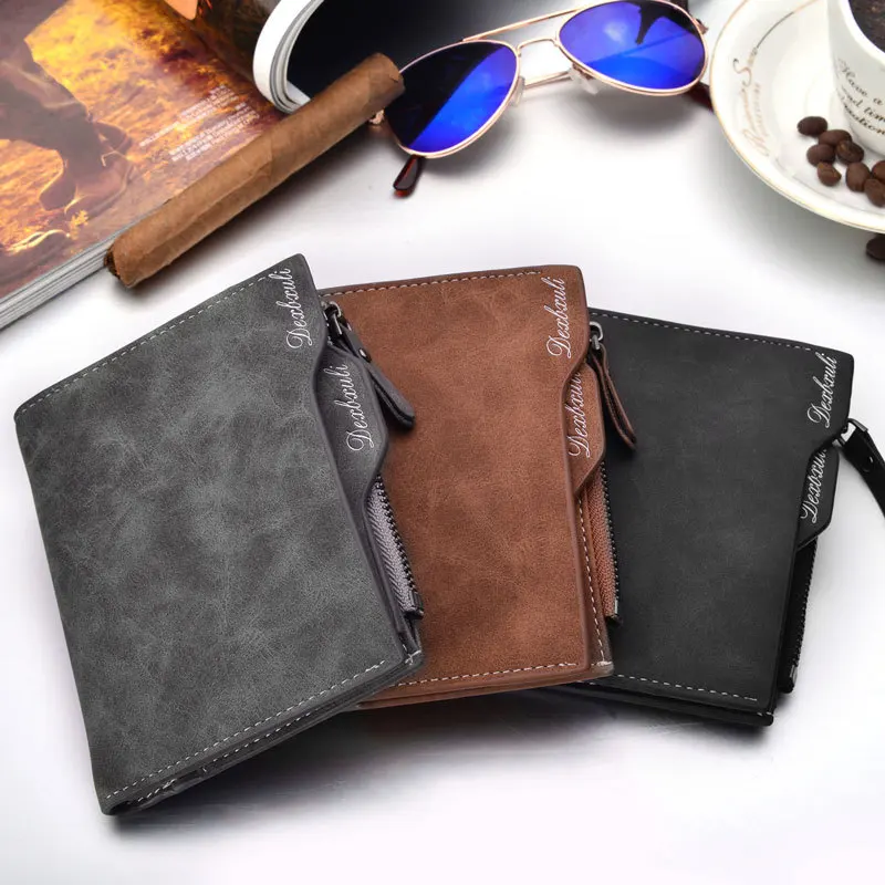 Hot Sales Removable Card Slots Multifunction Business Casual men Purse Cotton Linen Short Coin Pocket Men Zipper Short Wallet