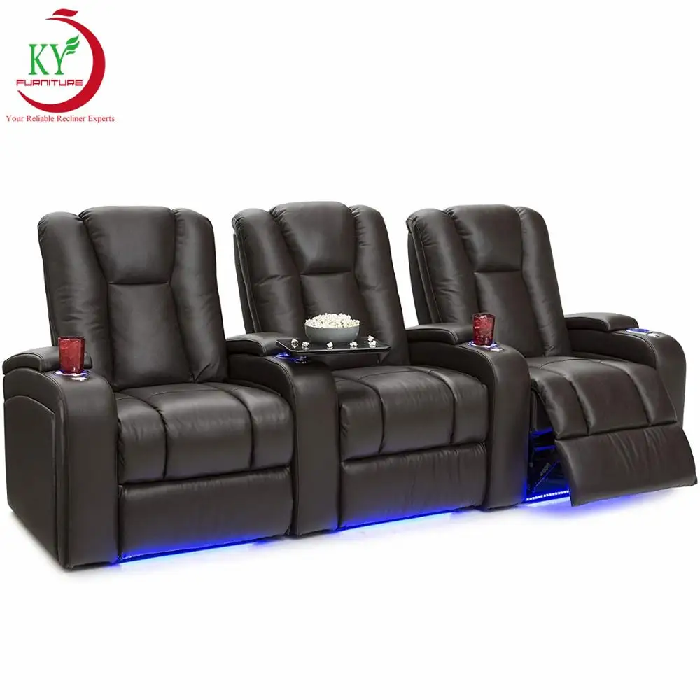 Geeksofa Modern Luxury VIP Power Electric Home Theater Cinema Seating Recliner Sofa With LED Light And Cup Holder