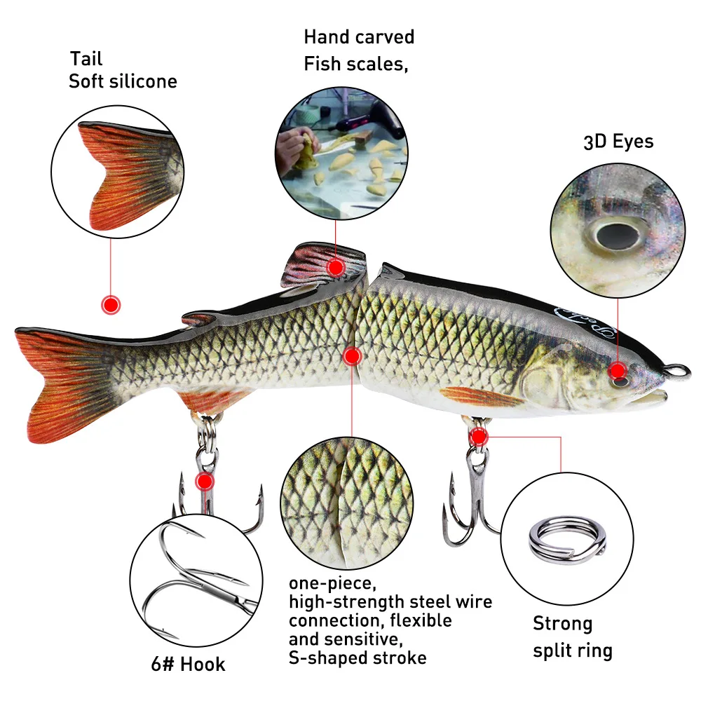 12.5cm/23.5g Multi Jointed Fishing Lure VIB Swimbait With Fishhook Leurre De Peche Dropshipping Crank Bait 3D Eye Trolling Lure