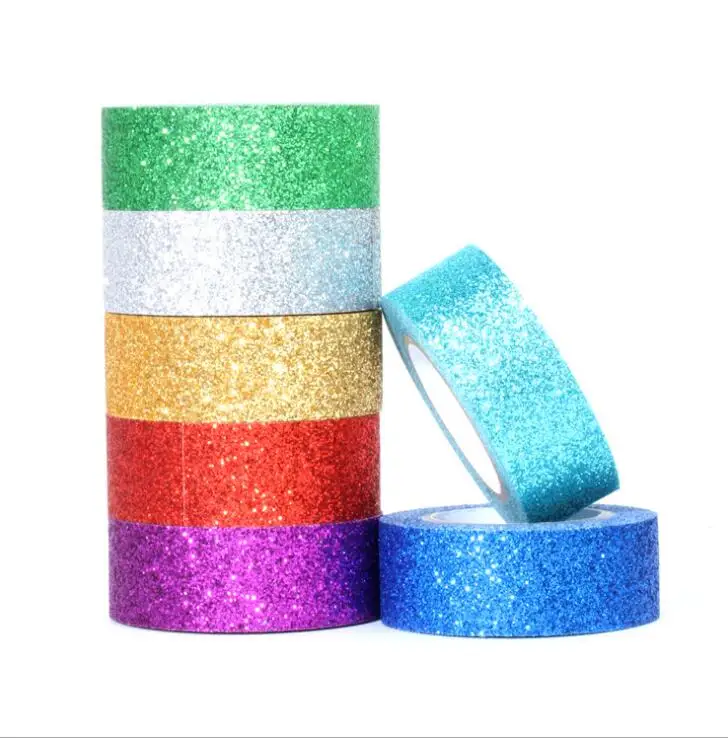Glitter Washi Paper Tape Masking Tape Decorative Washi Tape Roll Custom Packaging for Gift