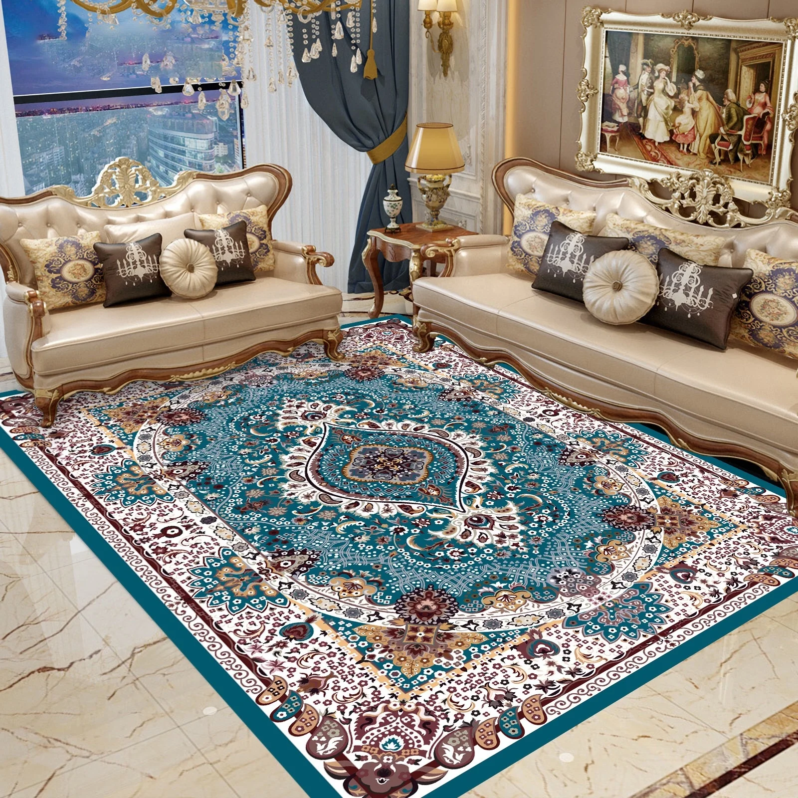 
Persian design living room polyester 3D printed carpet 