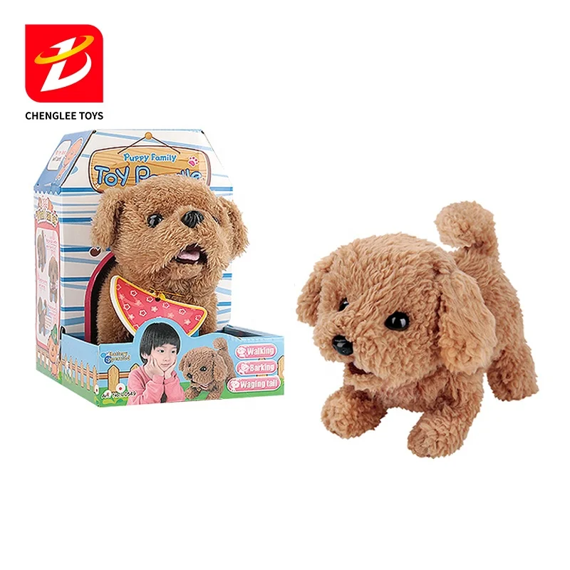 B/O Animal Plush Pet Dog Toys Set Talking Sounds Soft Toy Pretend Play Game Set For Kids