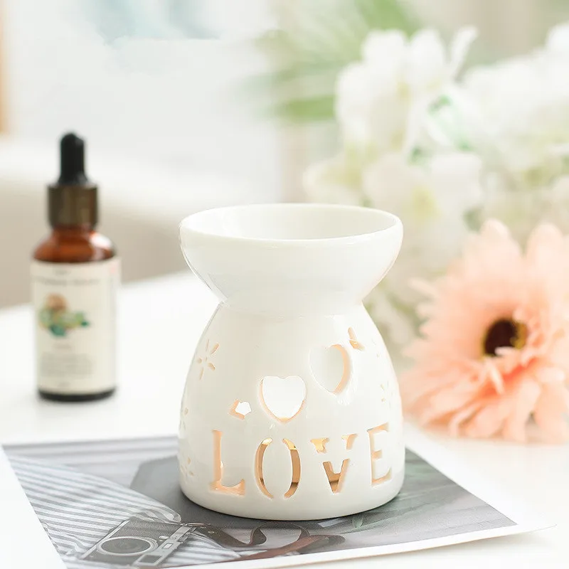 Wholesale White Wax Melt candle burner aromatherapy stove Aroma Incense Custom Ceramic Essential Oil Burner