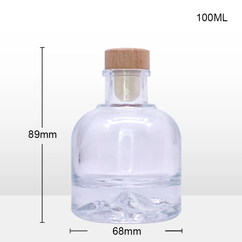 In stock  100ml 150ml round flat bottom glass wine bottle iceberg design with light color polymer cork