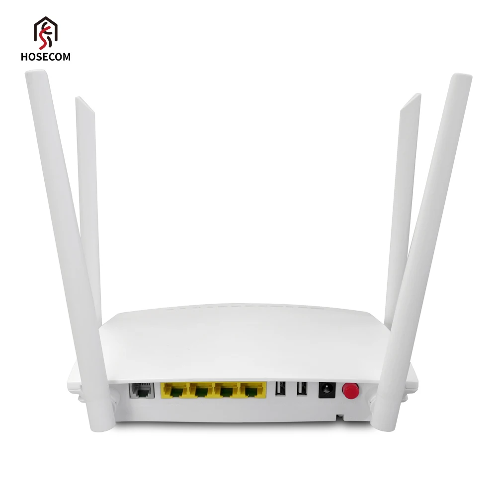 FTTH Fiber GPon ONU Dual Band 2.4G 5G AC1200 Wifi5 4GE Ports 2 USB 2.0 VoIP Fiber Modem Router XPon GEPon