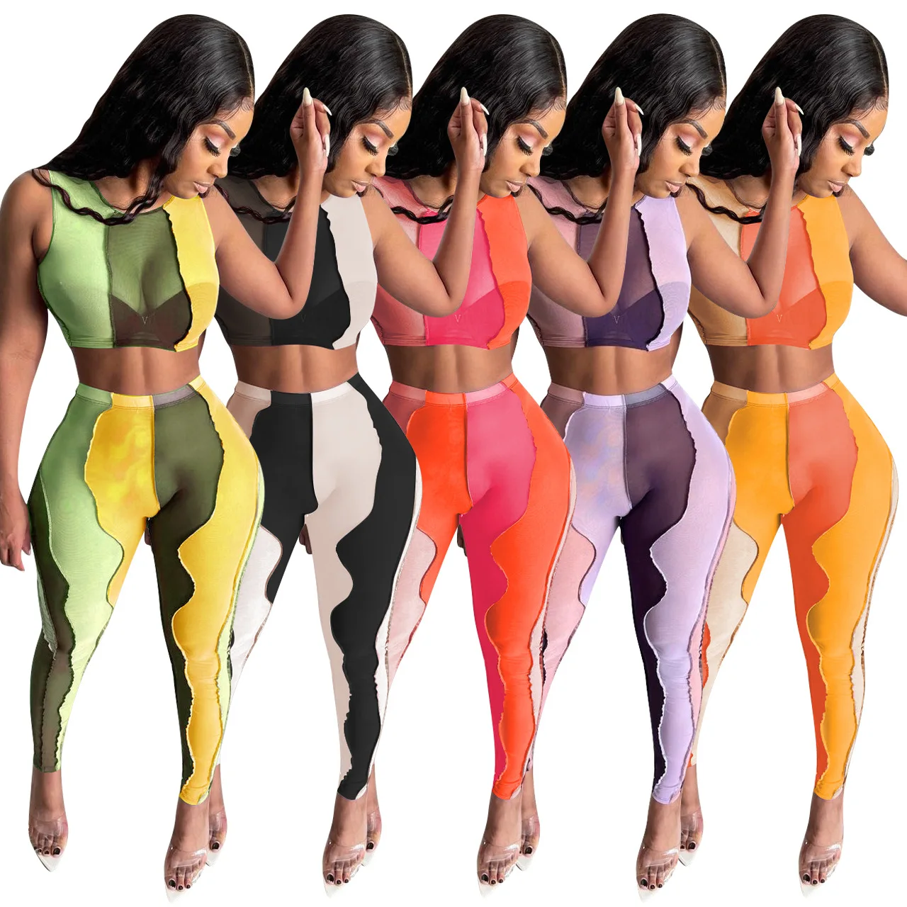 
AOMEI Wholesale Sexy Figure Crop Top Women Clothing 2021 Summer Casual Sleeveless Two Piece Pants Sets AOMEI Wholesale Sexy Figure Women Clothing 2021 Summer Casual Sleeveless Two Piece Pants Sets