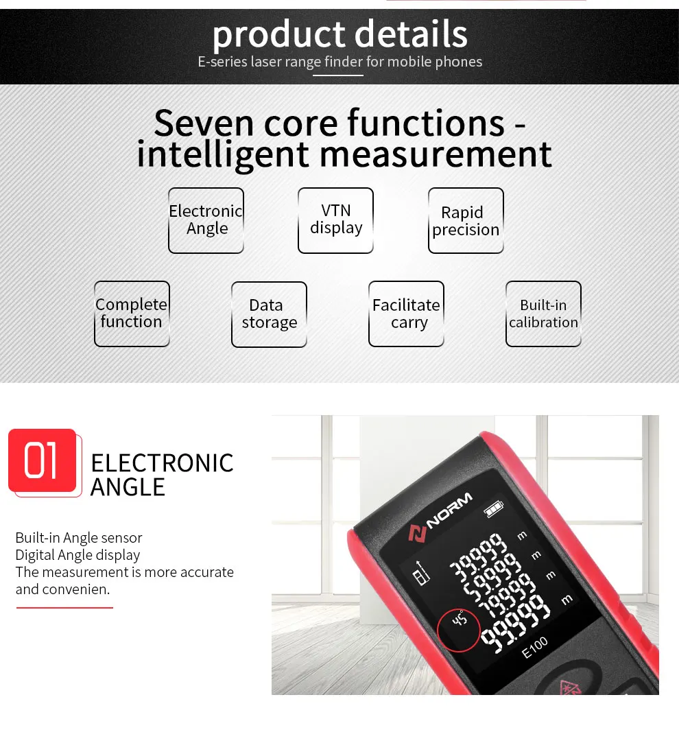 60m Laser Distance Meter 60m Distance Meter Laser Digital Measuring Tape Tool Metre Tape Measure
