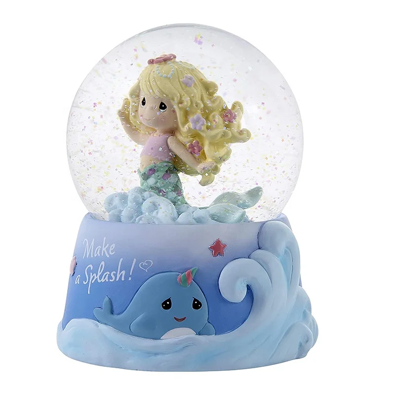polyresin cute mermaid snow globe custom snow globe for wedding Souvenir