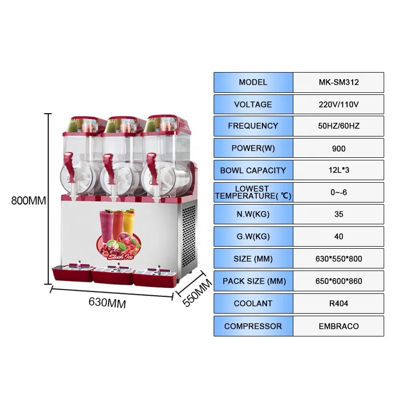 110v 220v big capacity 12L x2 granita juice ice frozen drink slush machine  beater commercial ice slush machine