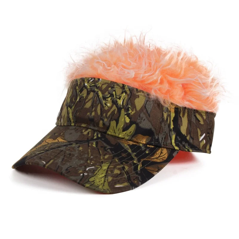 
Fake Flair Hair Baseball Cap Camo Sun Visor Fun Halloween Party Toupee Hat Golf Caps Gorra Adjustable Wig Baseball Cap for Men 