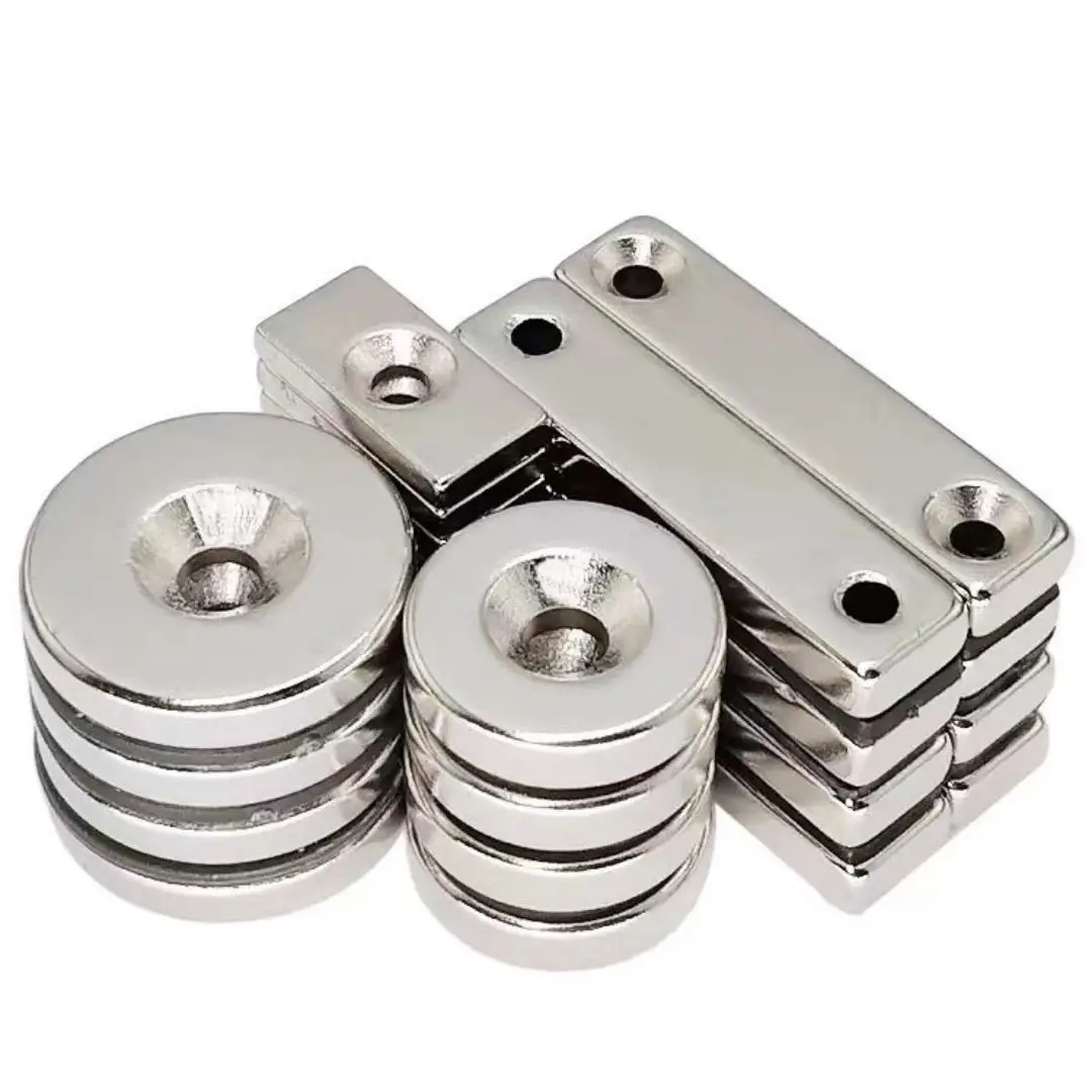 Round Disc Block Neodymium Magnet With Screws Hole Mounting Fastener Magnetic Sheet Countersunk Magnetic Materials
