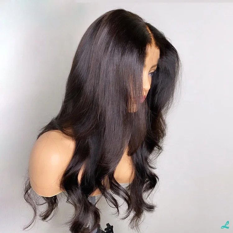 Wavy Style Natural Black 13x4x1 Middle Part 150% Density Cuticle Aligned Virgin Hair T Part Hair Wigs for Black Women