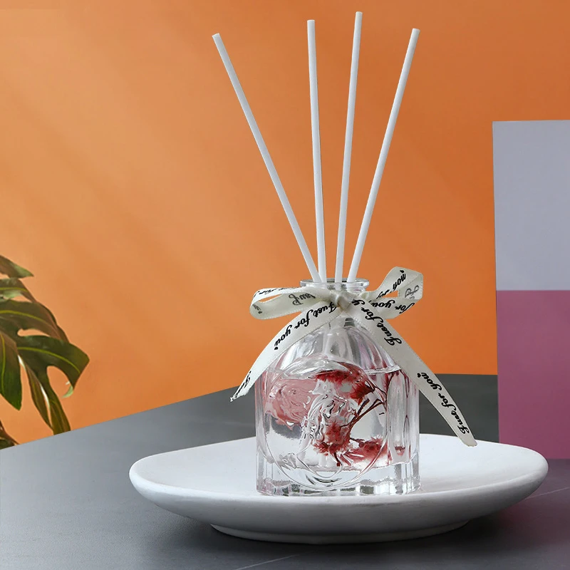 Home decorative aromatherapy long round tall empty 100 ml scented oil car glass reed diffuser bottle