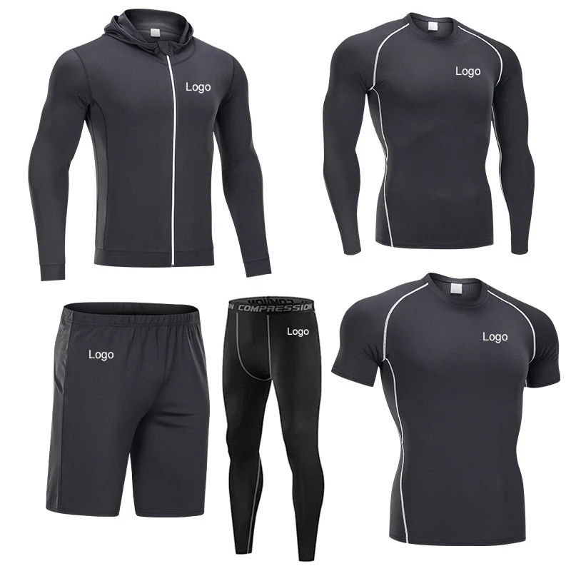 Plus 3XL Conjuntos Deportivos Hombre 6 Pieces Gym Wear Athletic Active Workout Clothes For Men Sportswear Set