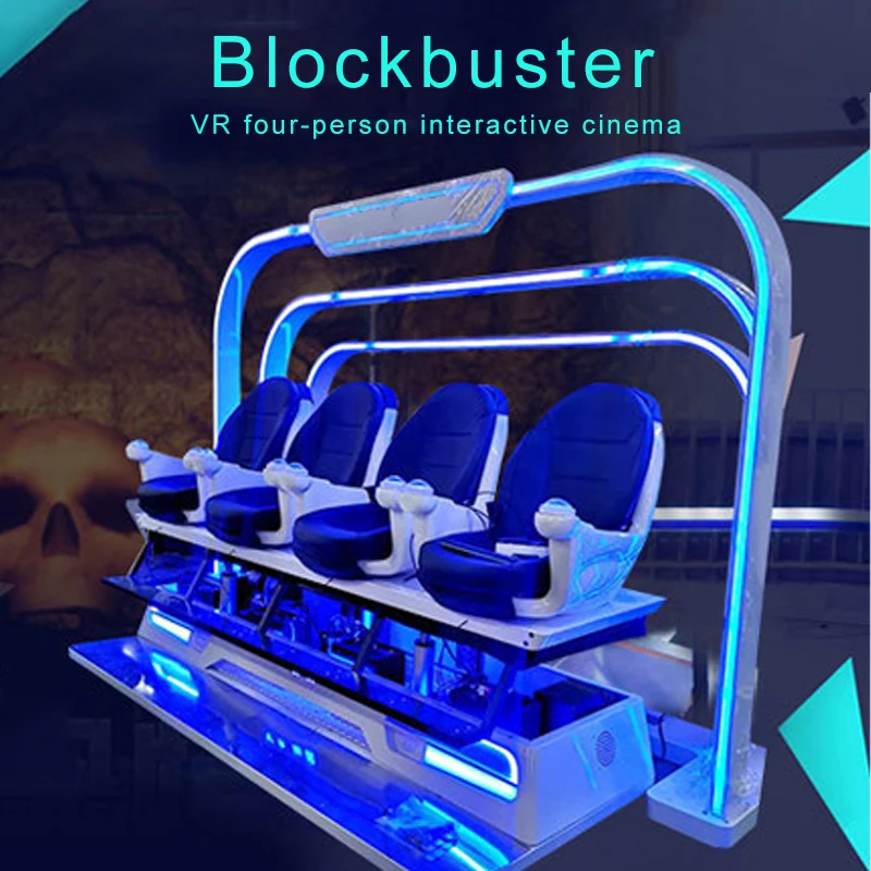 2023 New Arcade Game 4 Person 9D Virtual Reality Simulator Roller Coaster Shooting Games For Amusement Park