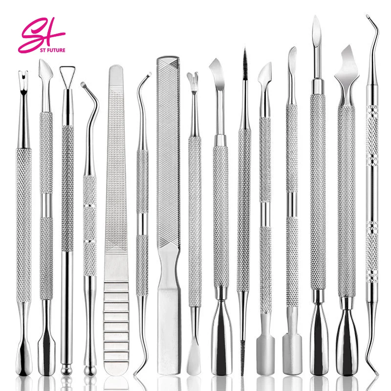 ST будущее высокое качество маникюр кутикулы толкатель и средство для снятия макияжа инструменты из нержавеющей стали для удаления кутикулы толкатель для ухода за когтями чистого набор инструментов