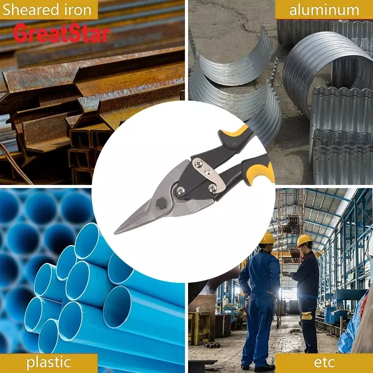 Wholesale Custom Aviation Tin Snips Straight Cutters 10' With Soft Grip Handle  for Steel, Aluminum, Leather, Copper