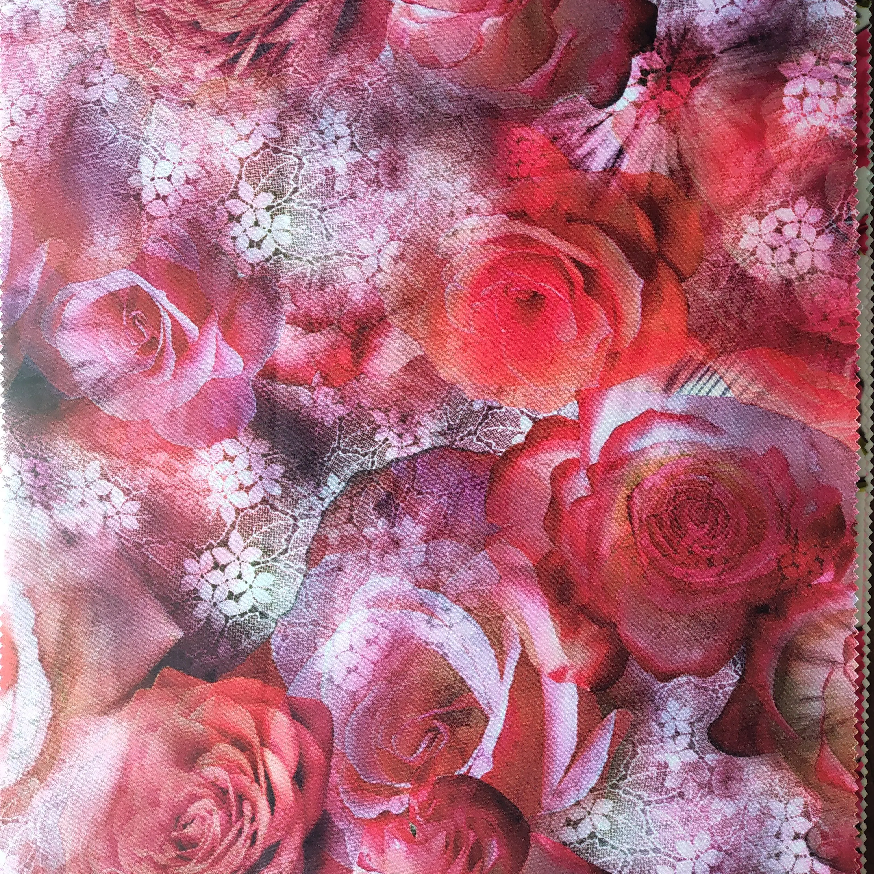 5% Spandex Digital Foil Flower Printing Underwear Stretch Sportswear Suit Scuba Fabric Plain Soft High Quality 95% Polyester 75D