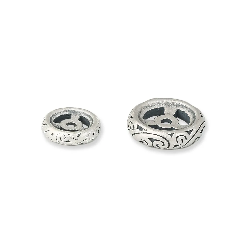 National Fashion Retro Gasket Spacer Disc Bracelet Necklace DIY Accessories for Women S925 Silver Sterling Silver