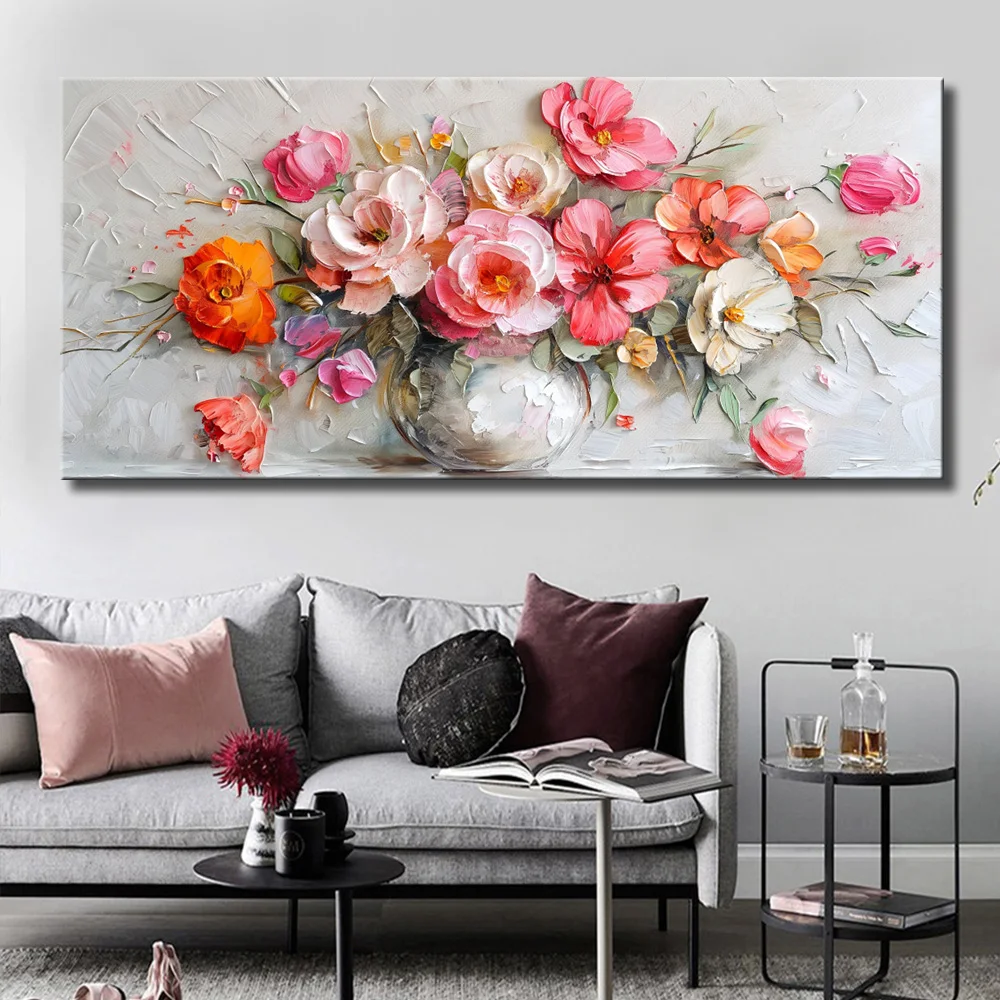 Large Single Wall Art Original Flower Picture Pink Flowers Digital Prints Canvas Living Room Landscape Paintings