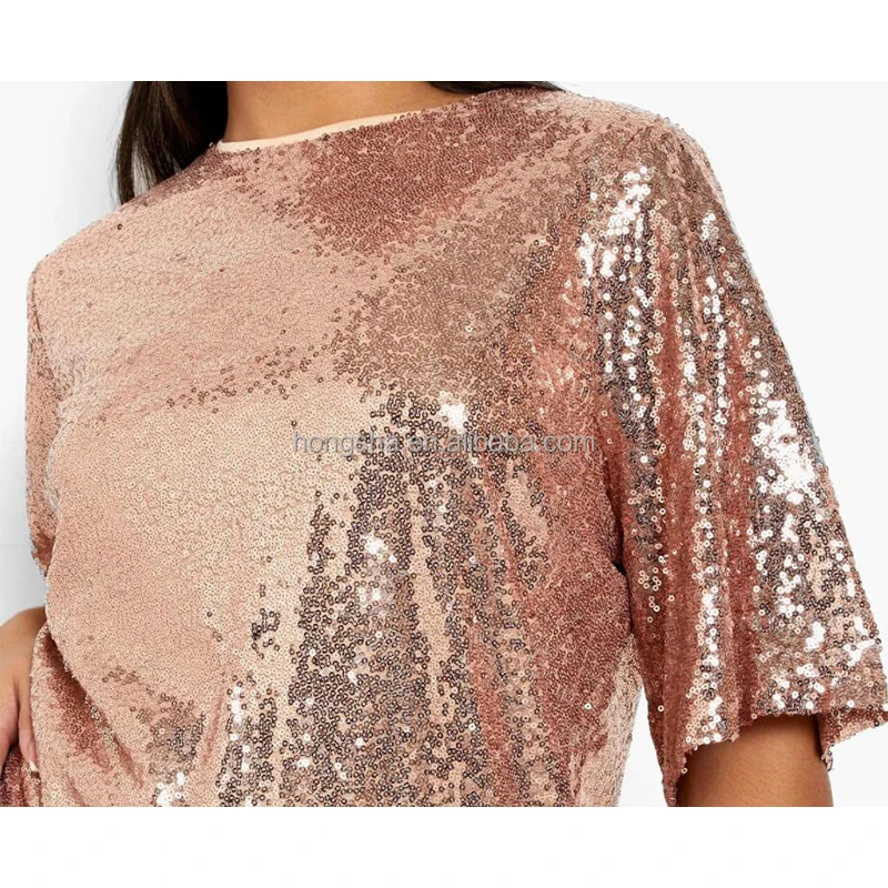 Summer Oversized Sequin Tshirt Dress Short Sleeve Mini Shift Gold Sequin Dresses Plus Size Sequin Dresses Women