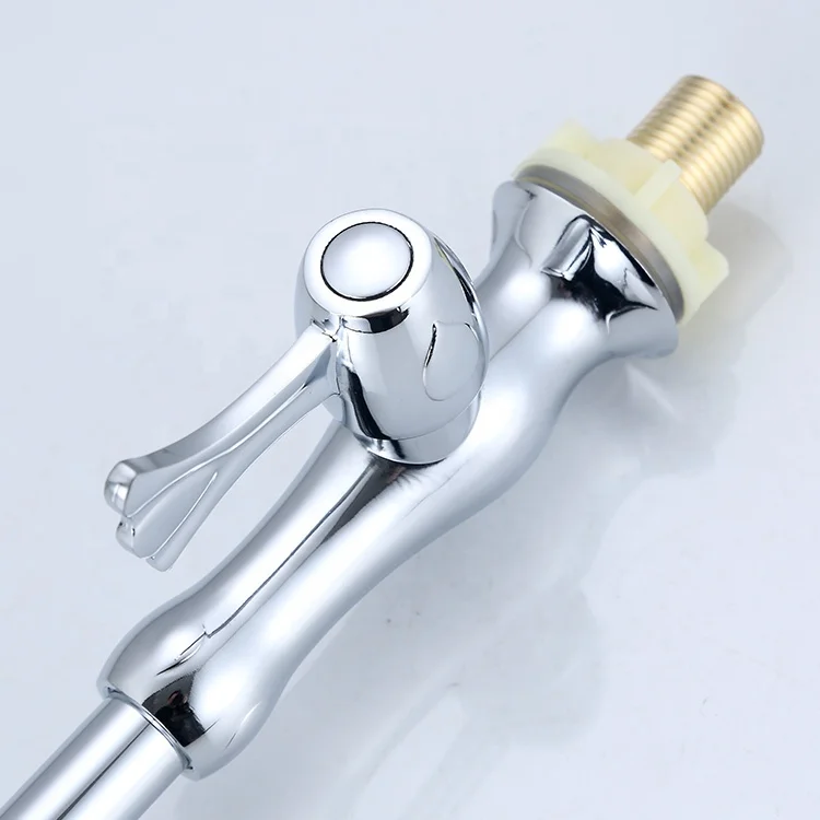 Jooka New Design Zinc Chrome Long Goose Neck Flexible Single Cold Faucet Sink Kitchen Tap