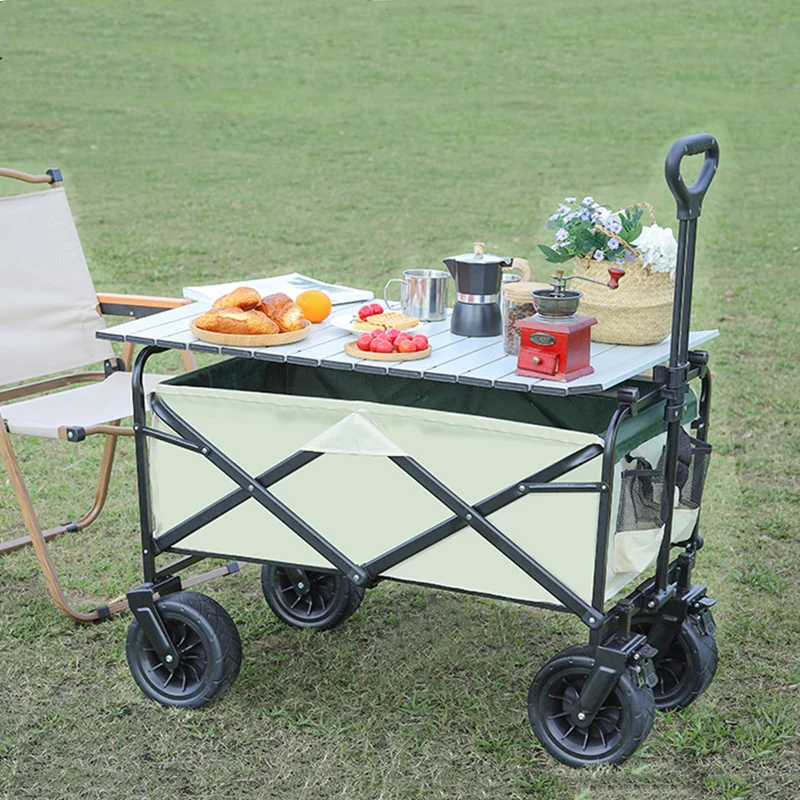 Hot Selling Outdoor Camping Cart Portable Foldable Trolley Wagon Camping Car Picnic Equipment Trolley