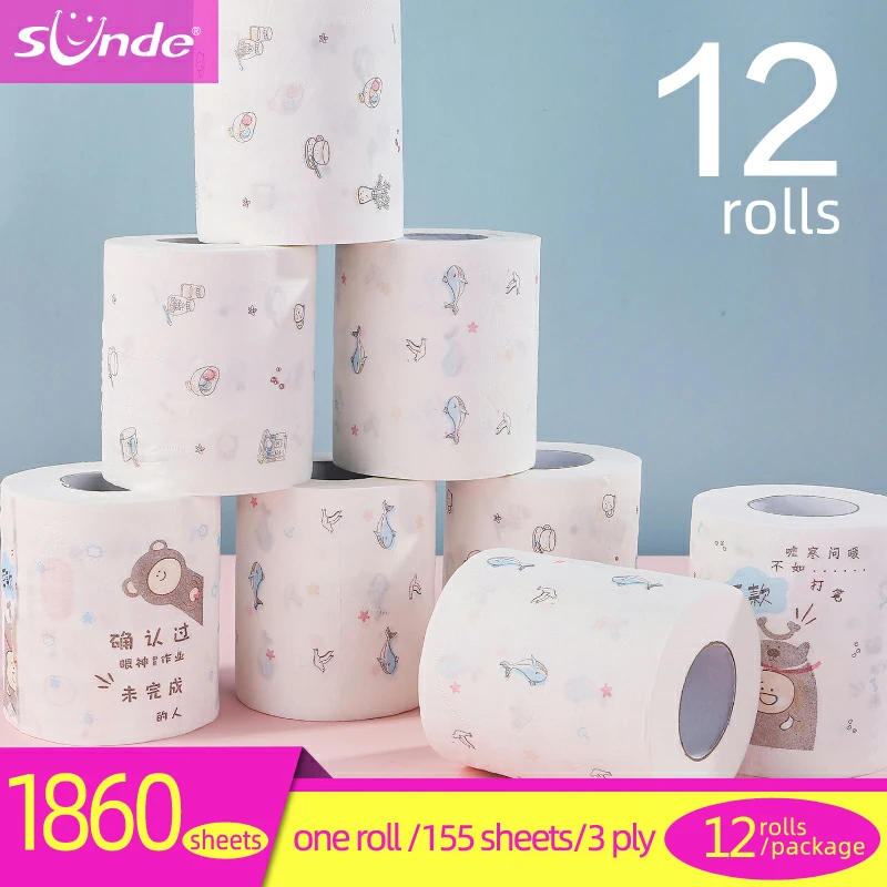 China factory virgin wood pulp 3 Ply toilet paper wholesale custom design Christmas printed toilet paper