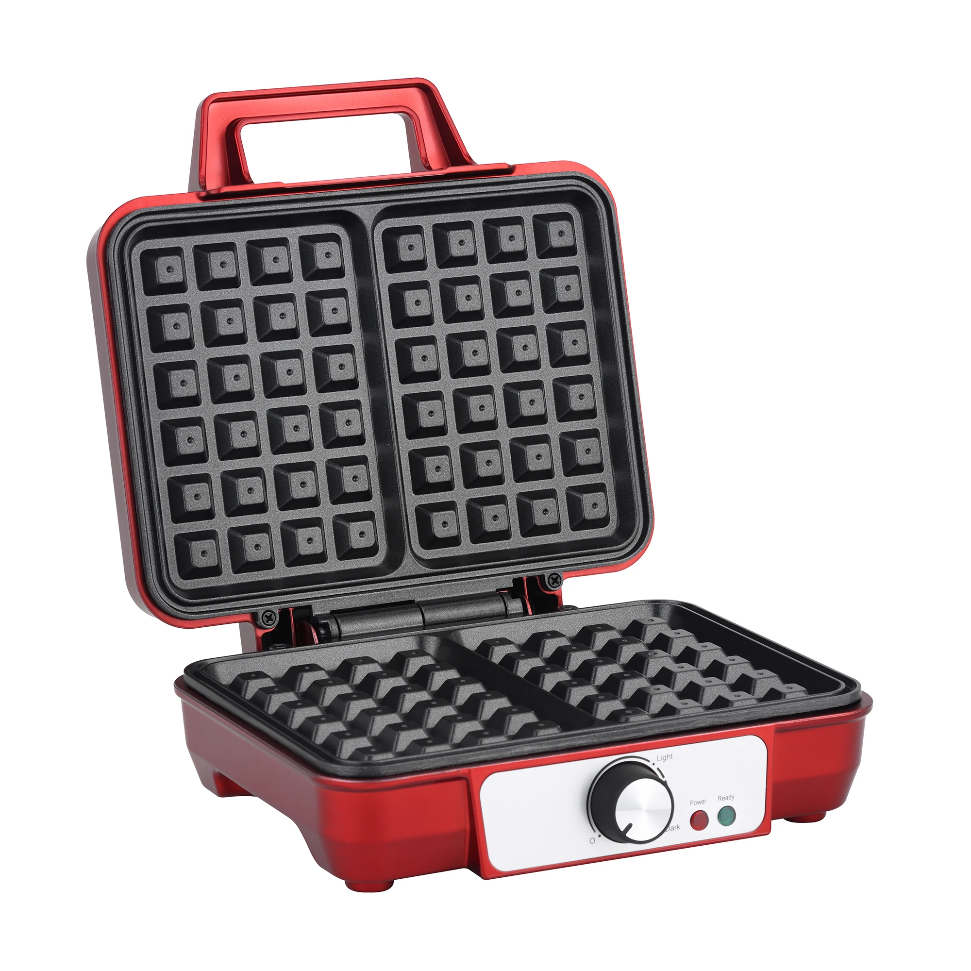 Wholesale electric waffle maker with adjustable temperature control knob and non-stick coating plates