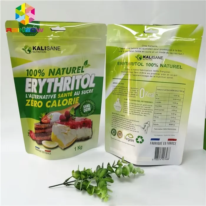 Rainbow Stand Up Pouches Dried Food Rice Flour Coconut Flour Glutinous Rice Flour Whey Protein Powder Packaging Ziplock Bag