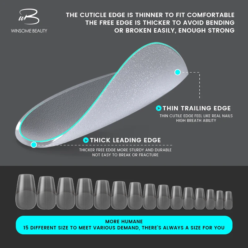 Full Cover  High Quality With Guide Line Pre Buff Soft Gel Nail Tips