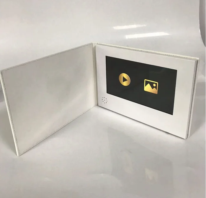 2023 New Product Linen Cover Leather Cover A5 Video Brochure Digital 7 Inch HD IPS Touch Screen Video Brochure for Marketing