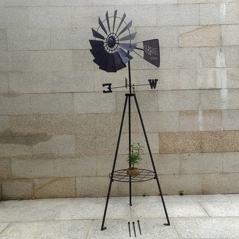 metal wind spinner for outdoor in garden ornaments 3d Metal Windmill