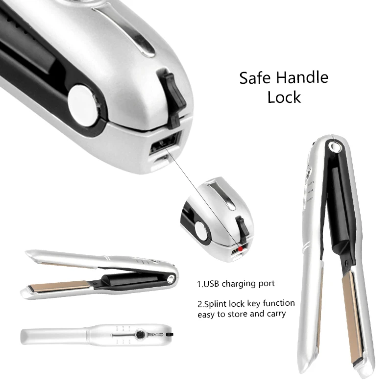 Wireless Mini Hair Straightener Ceramic Titanium USB Hair Straightener