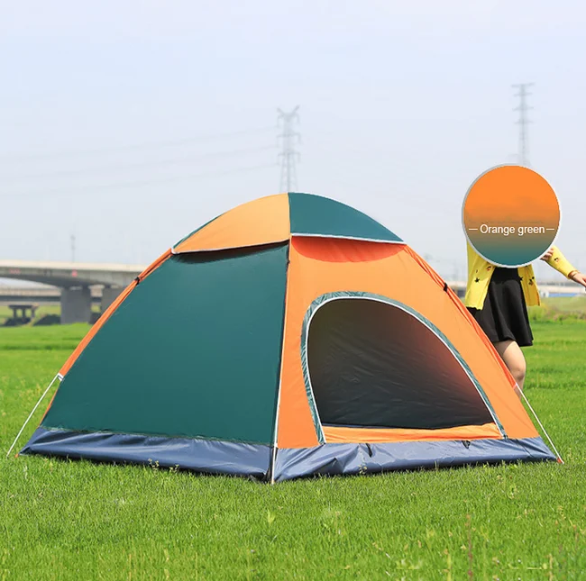 Camping Tent 3-4 Person Double Layer Living Resort Tent Easy to Install Beach Tents for Camping