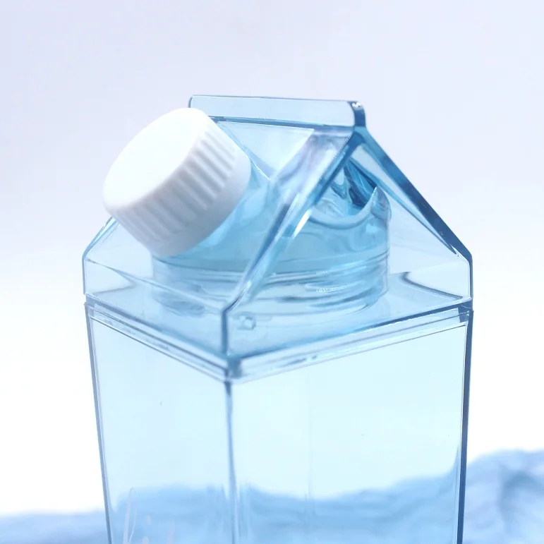 
Milk tea Carton plastic water bottle, BPA Free Square Shape Unicorn milk box bottle 