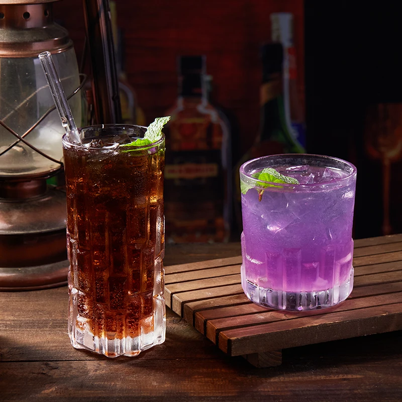 High Quality  custom logo  Classic Modern Design Square Amber Shot Glass Aesthetic Party Wine Glass Cup for Home Bar