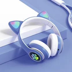 Best seller led light cat ear wireless headphones for kids girls cat headphones wireless