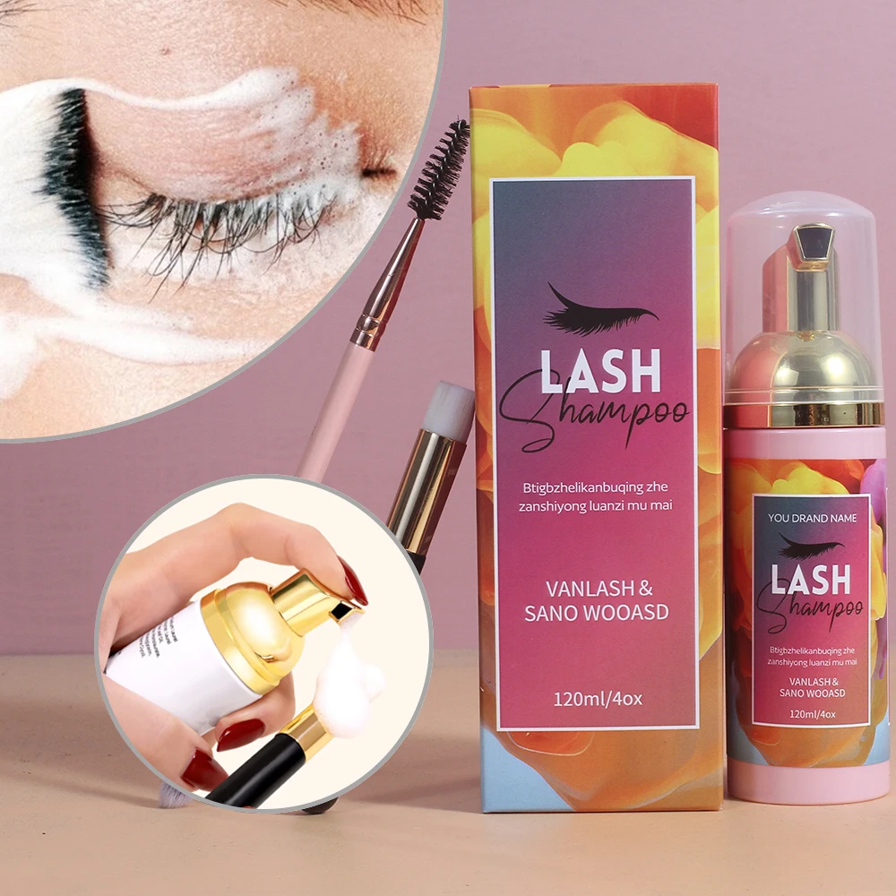 Foam Big Bottle Custom Eyelash Extension Lash Shampoo Bottles Private Label Eyelash Extension Shampoo Foam Cleaner Kit With Logo
