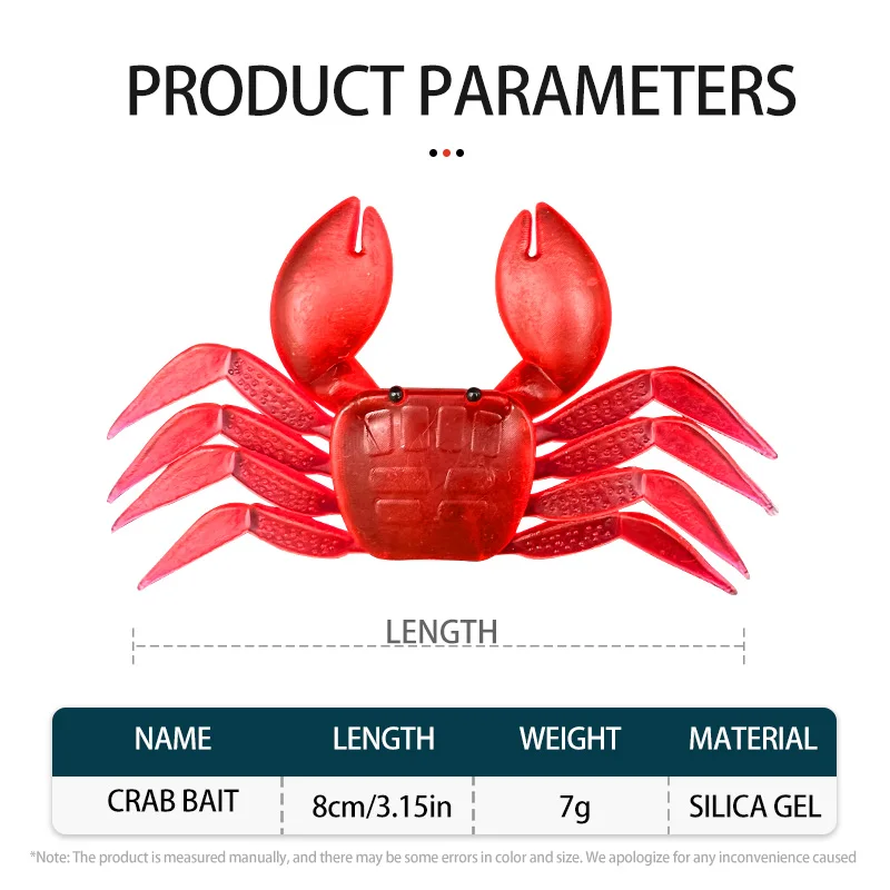 Artificial Crab Lure Bait 3D Simulation Soft Fish Bait Fishing Lures for Bass Trout Fishing Tackle Accessories